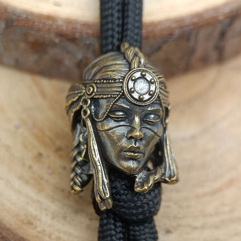 Paracord Survival Bracelet - Tribe Female Warrior Brass Knife Bead