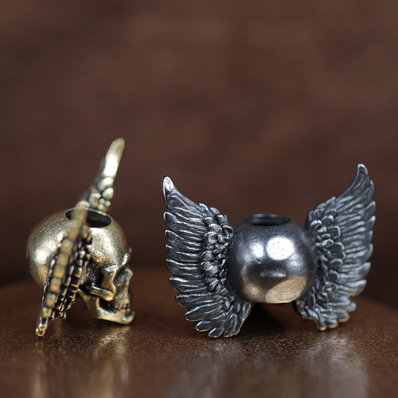 Winged Skull Brass Knife Beads - огляд і ціна Paracord Survival Bracelet