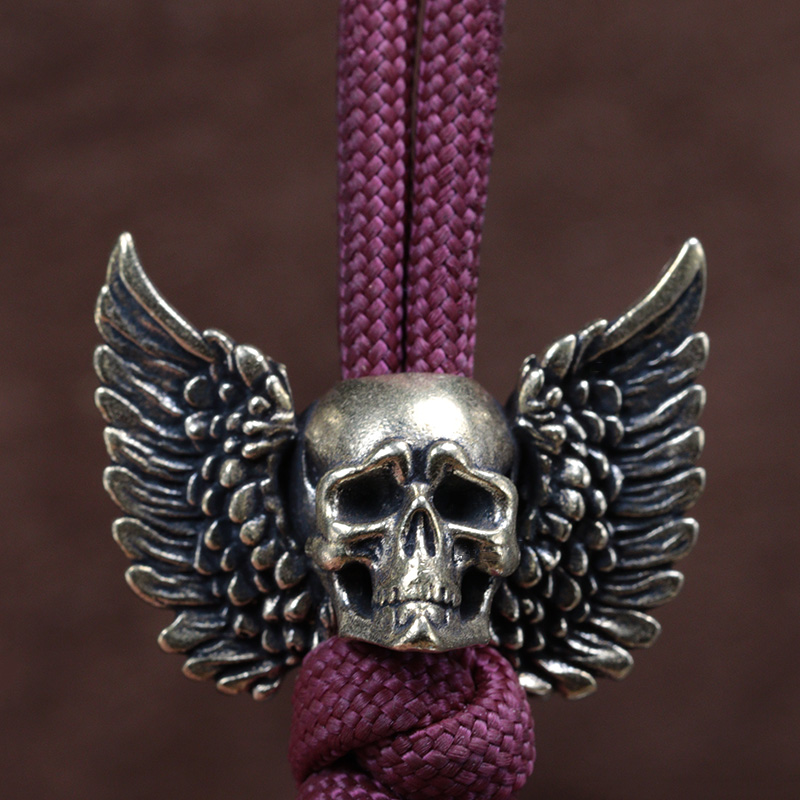 Winged Skull Brass Knife Beads - огляд і ціна Paracord Survival Bracelet