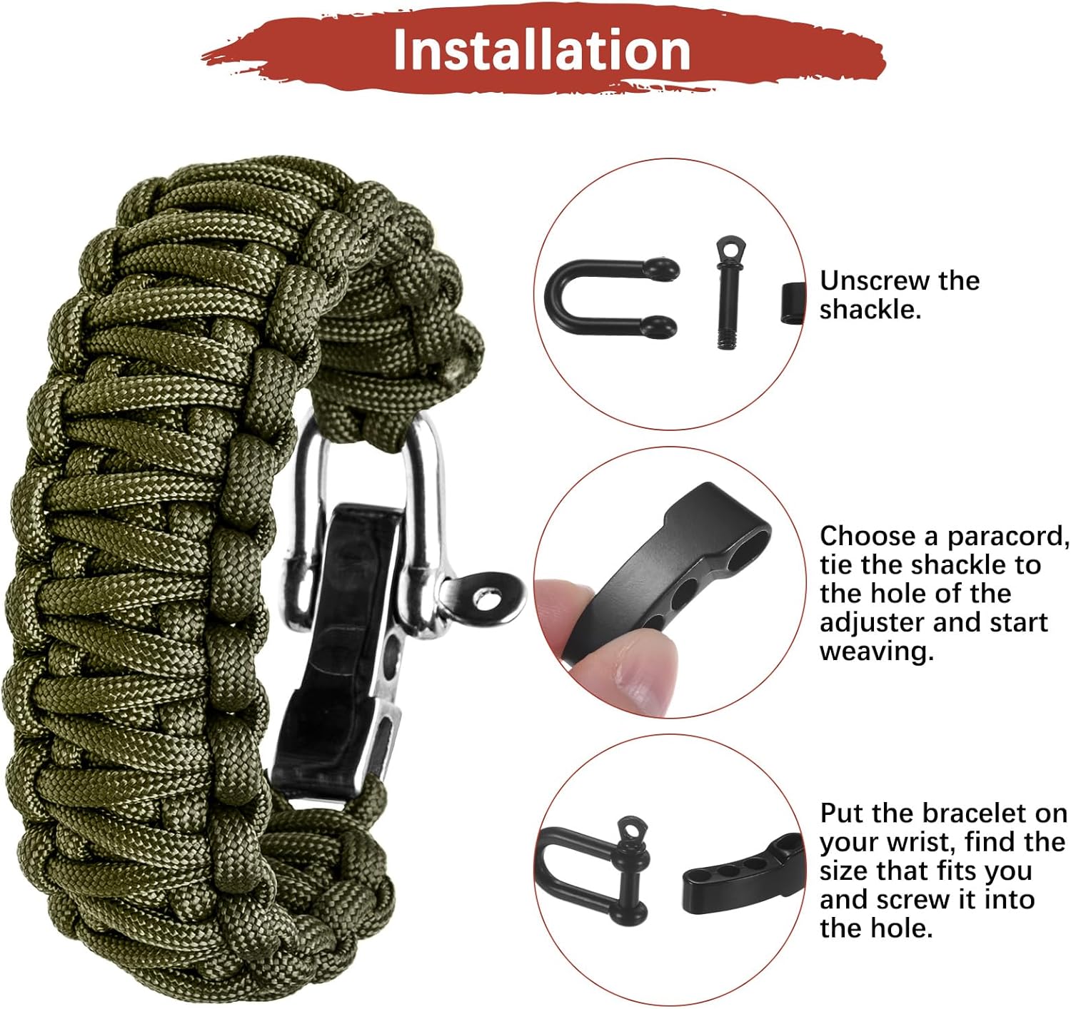 4/10Pcs Paracord Bracelet Buck - огляд і ціна Paracord Survival Bracelet